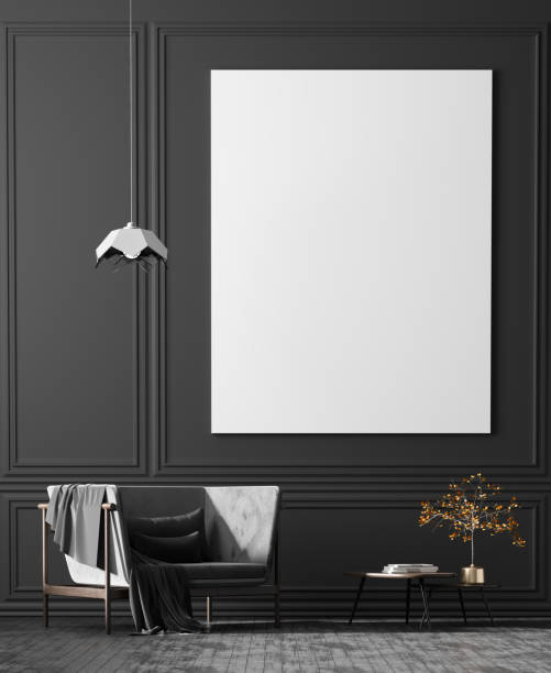 istock Mock up poster frames in scandinavian style interior with arcmhair. Minimalist interior design. 3D illustration. 1138092742