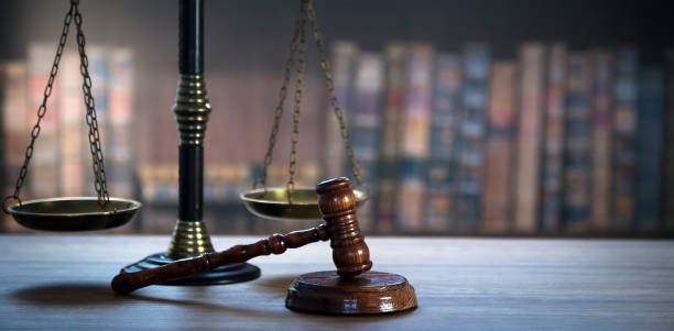 istock Law and Justice concept image.  Old court library 1138096747