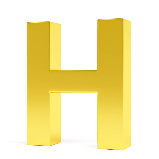 황금 편지 h. 컬렉션입니다. - letter h alphabet metal three dimensional shape 뉴스 사진 이미지