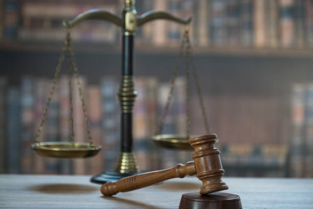 istock Law and Justice concept image.  Old court library 1138097035