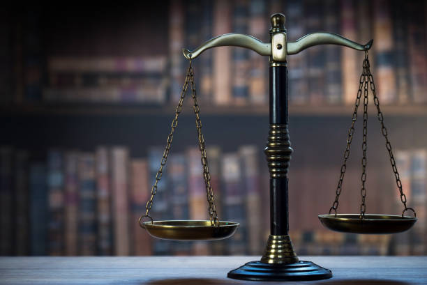 istock Law and Justice concept image.  Old court library 1138097192