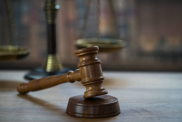 istock Law and Justice concept image.  Old court library 1138097256