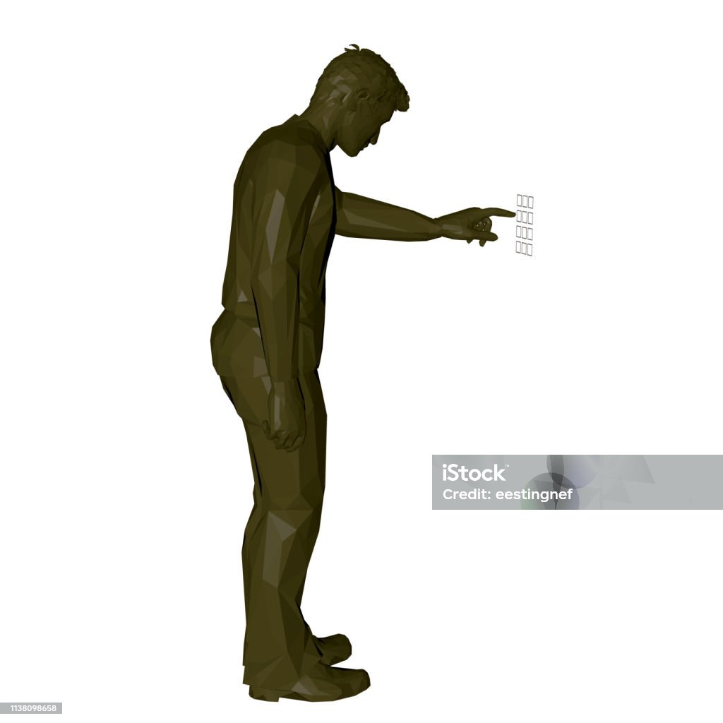 Setting Pin Code Cartoon Man Entering Pin Code 3d Low Poly Vector Illustration Stock ...