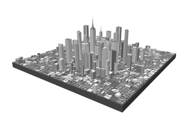 istock 3D model of city. Isolated on white background. Vector illustration 1138098659