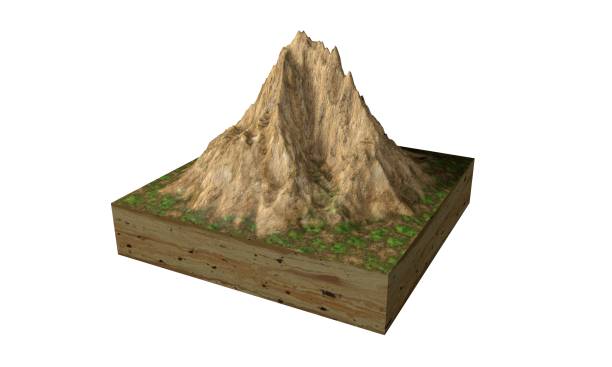 istock Cross section of ground with mountain. Isolated on white background. 1138102261