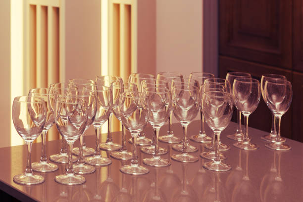 istock a lot of empty wine glasses standing on the table, celebration or buffet 1138102676
