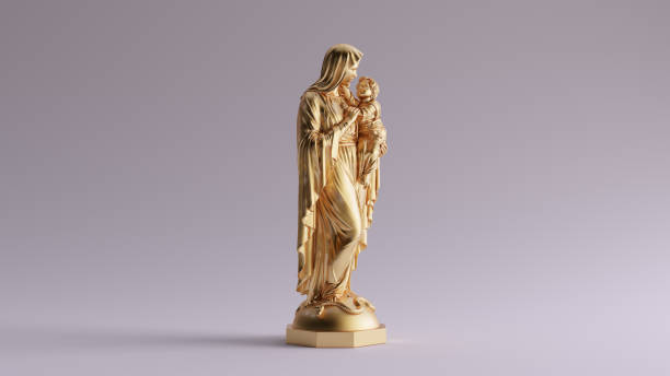 istock Gold Mary an Child Statue 1138103742