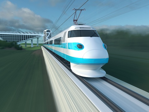 3D illustration of high speed train