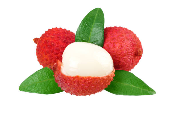 istock Fresh lychee with leaves isolated on white background 1138104554