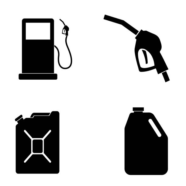 газовая икона изолирована на белом фоне - бензин stock illustrations