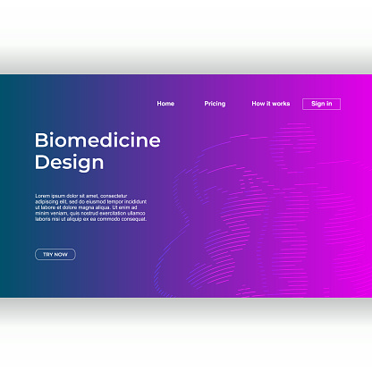 Minimalist medicine design of landing page template with dna recombinant background. Vector illustration eps 10.