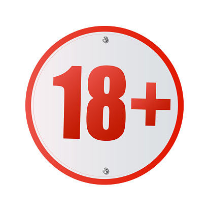 Under 18 years prohibition sign. adults only. Number eighteen in red crossed circle. symbols isolated on white background. Vector illustration 10 eps.