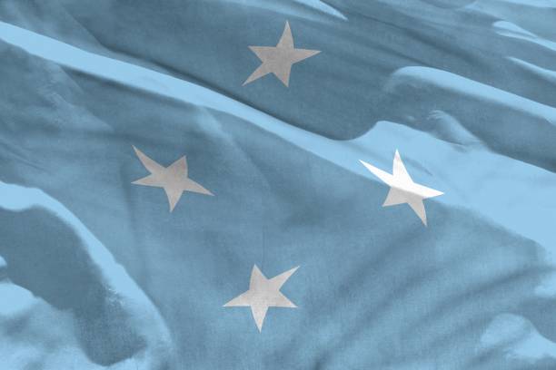 Fluttering Micronesia flag for using as texture or background, the flag is waving on the wind