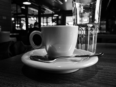 Espresso coffee cup in the restaurant, Greece