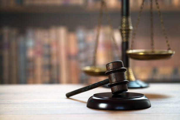 istock Law and Justice concept image.  Old court library 1138107714