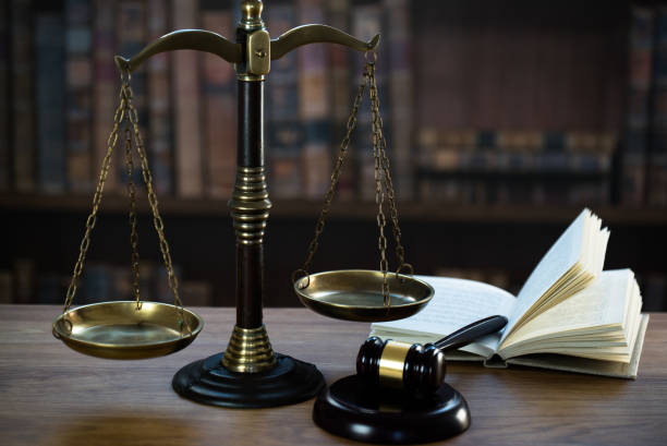 istock Law and Justice concept image.  Old court library 1138107857