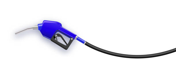 betankung benzin-oder dieselvektor-banner. brennstoffdüse auf schlauch aus gas, ethanol oder biodiesel, leitungskunstillustration. tankstellennetz, landing page von mineralölunternehmen - gas station isometric gasoline fuel pump stock-grafiken, -clipart, -cartoons und -symbole