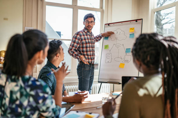 istock Multi-ethnic millennial business team - presentation in the office 1138109891