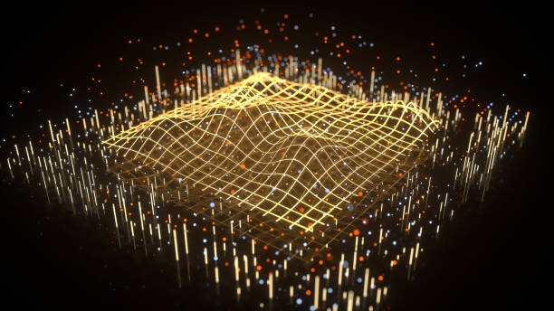 wave graph in perspective view 3d rendering - electromagnetic pulse imagens e fotografias de stock