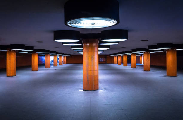 istock Interior Of Illuminated Empty Parking Lot 1138112456