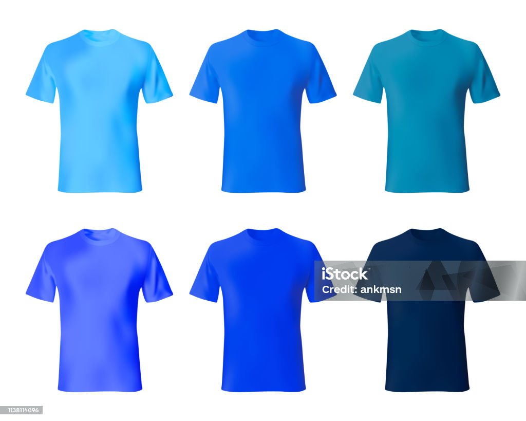 Shirt Design Template Set Men T Shirt Navy Blue Indigo Color Realistic ...