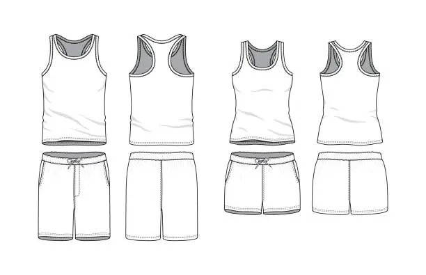 Vector illustration of Blank clothing templates.