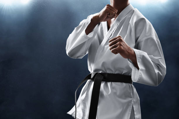 combattente di arti marziali - extreme sports karate sport exercising foto e immagini stock
