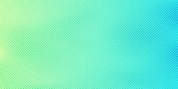 Vector illustration of Abstract bright green and blue gradient color background with halftone pattern texture. Creative cover design template