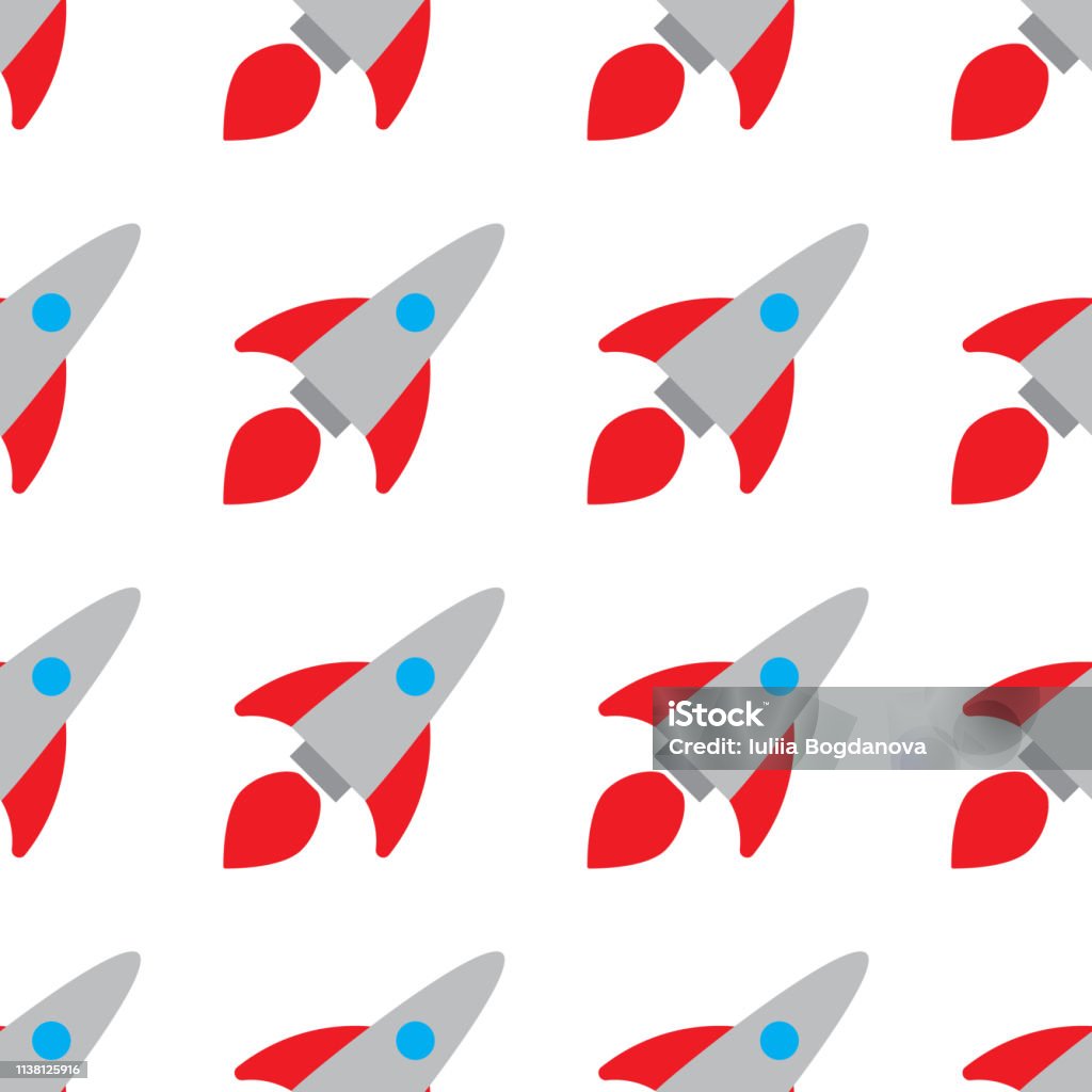 White Rockets Pattern Seamless Pattern Bright Rockets On White Background Childrens ...