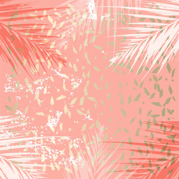 istock Autumn abstract foliage rose gold blush background. Chic trendy print with botanical motifs 1138126828