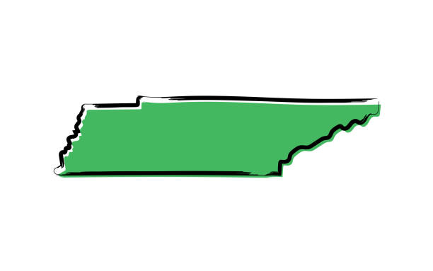Stylized green sketch map of Tennessee Stylized green sketch map of Tennessee illustration vector tennessee map stock illustrations