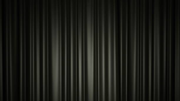 istock Black silk curtain on stage. 3D illustration 1138133214