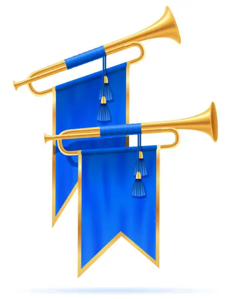 Vector illustration of king royal golden horn trumpet vector illustration