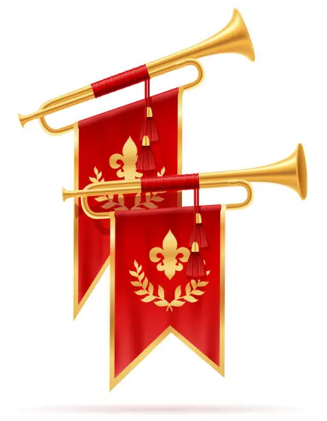 Vector illustration of king royal golden horn trumpet vector illustration