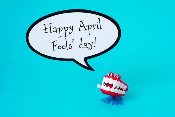 Funny Denture And Text Happy April Fools Day Stock Photo - Download Image  Now - April Fools Day, Teeth, Dentures - iStock