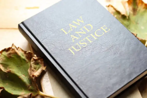 A book with the title Law and Justice
