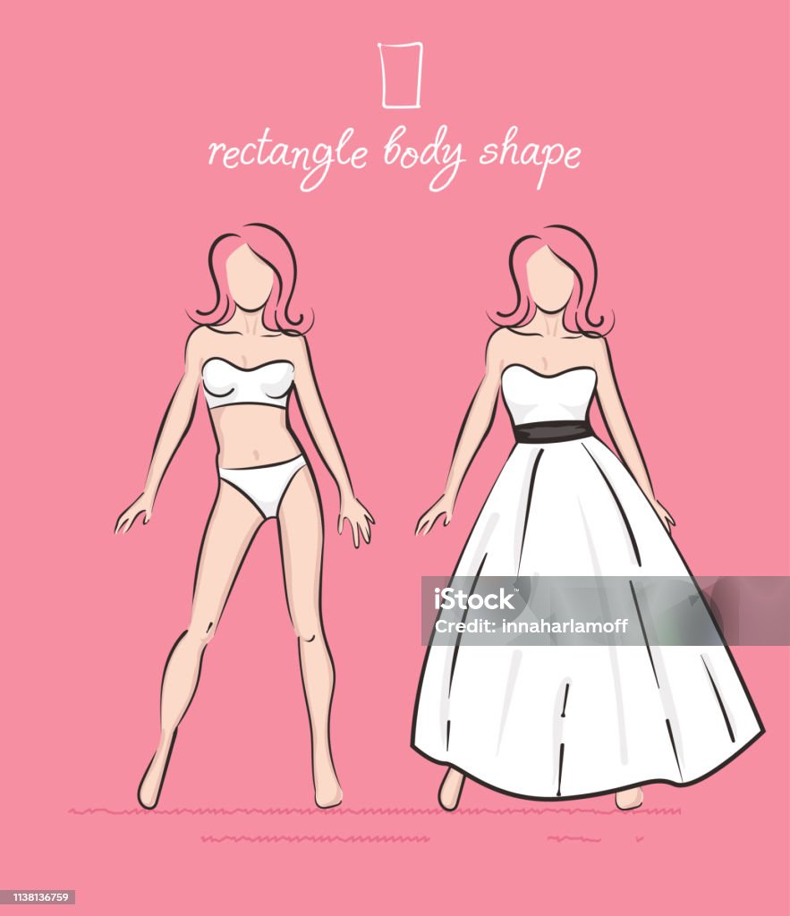 Wedding Dress Of The Rectangle Body Shape Stock Illustration - Download  Image Now - Women, Chest - Torso, Underwear - iStock