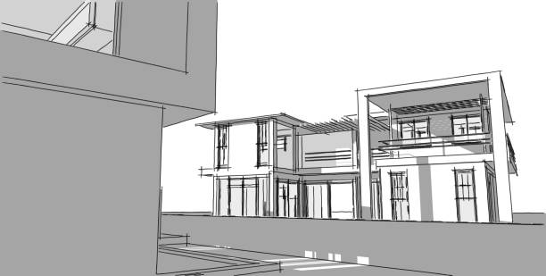 istock Abstract architectral drawing sketch,Illustration 1138137901