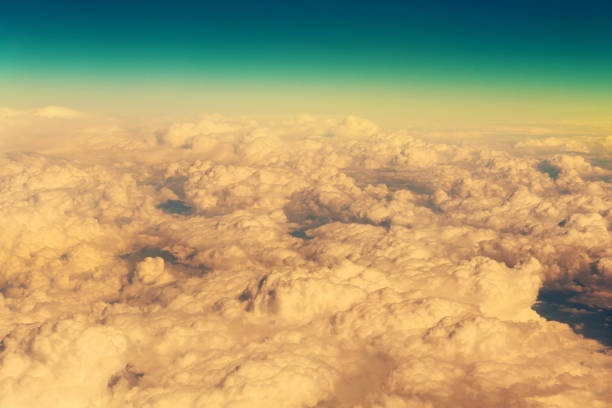 View from the airplane to the sky - Retro style