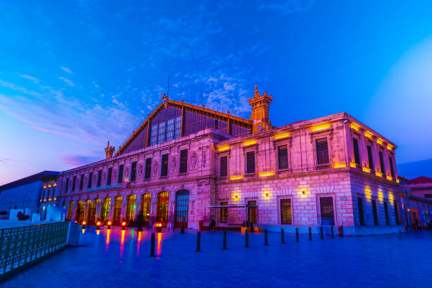 View of Saint Charles train station in Marseilles, France. Charles train station in Marseilles, France. Beautiful sunset imaje of a major landmark in the city. marseille station stock pictures, royalty-free photos & images