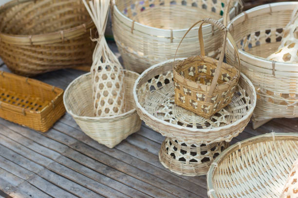 istock Handicraft of Bamboo and wicker Basket 1138143515