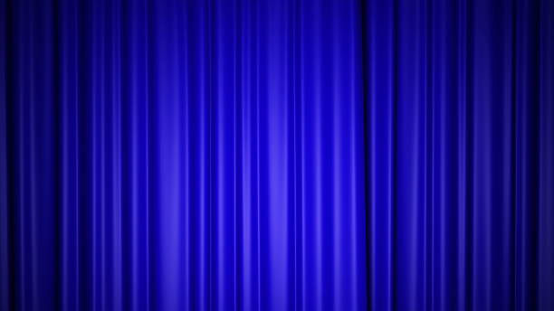istock Blue silk curtain on stage. 3D illustration 1138143646