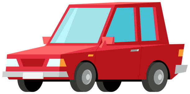 Cute red car in vector