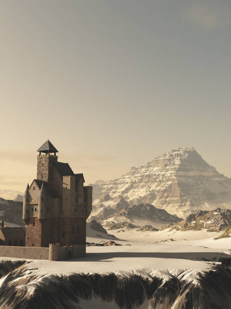 istock Medieval Tower House Castle in Winter Mountains 1138147079