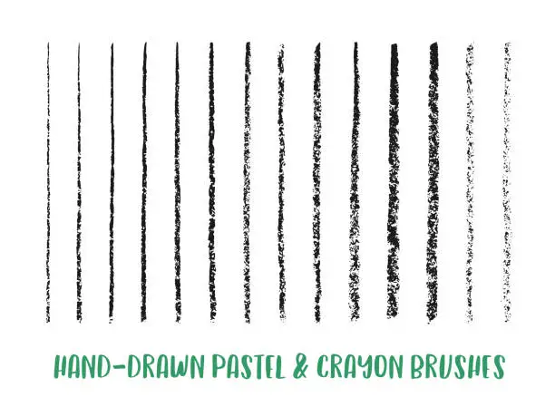 Vector illustration of Hand-Drawn Crayon & Pastel Paint Brush Set for Sketch, Texture and Lettering