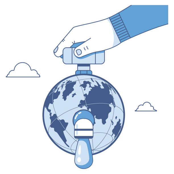 Save Water Vector Flat Concept Illustration With Dripping Tap Planet Earth  And Human Hand Isolated On White Background Stock Illustration - Download  Image Now - iStock