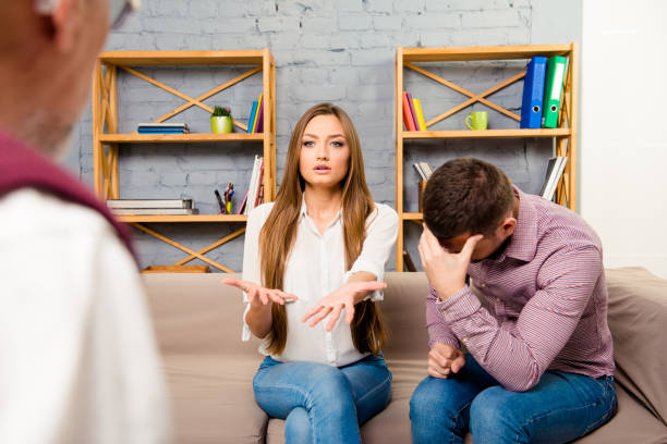 istock Young couple with marital problem on reception for family psychologist 1138149458
