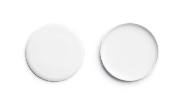istock Blank white plastic frisbee mockup, isolated, front and back 1138149650
