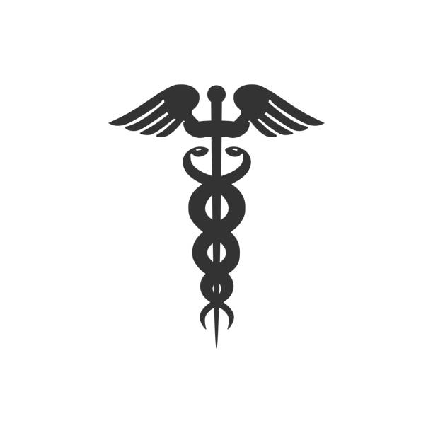 caduceus медицинский символ значок изолированы. медицина и концепция здравоохранения. эмблема для аптеки или лекарства, аптечный символ змеи. � - shepherds staff stock illustrations