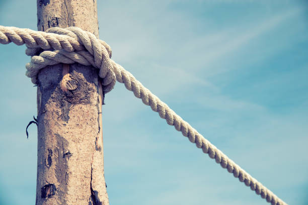 Marine rope in front of the ocean